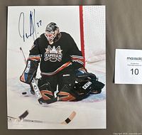 Front view of signed Olaf Kolzig photo showing full image and autograph placement