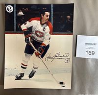 Full view of signed Jean Béliveau 8" x 10" photo showing player and signature
