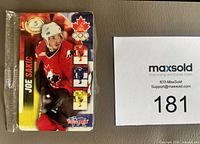 Front of sealed $5 Valu-Net phone card with Joe Sakic image and Olympic graphics