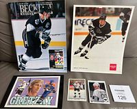 All five items: Beckett guide, Coke photo, postcard, two cards