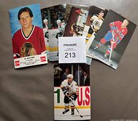 All nine postcards spread out with identification slip