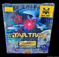 Front view of sealed 1993 SkyBox Master Series Star Trek wax box showing artwork and factory wrap