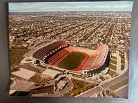 Front of photo showing aerial view of Commonwealth Stadium