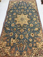 Full view of Esfahan rug showing overall design and size