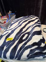 Folded zebra stripe blanket showing overall appearance