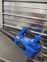 Mastercraft blue cordless leaf blower side view