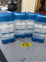 Front view of four sealed Gillette Cool Wave Clear Gel deodorants