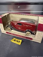 Boxed 1934 Ford delivery van die-cast model with Canadian Tire livery visible through window
