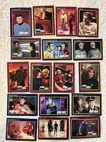 Full layout of all 17 Star Trek trading cards