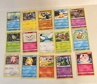 Full layout of all 15 Pokémon cards