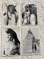 All four postcard fronts laid out together