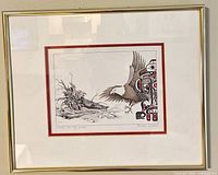 Front view of framed print showing artwork, matting, frame condition
