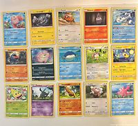 Full layout of 15 Pokémon cards in three rows