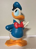 Front view of Donald Duck coin bank