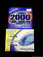Front of sealed 2000 Flushes Blue Plus Detergents box
