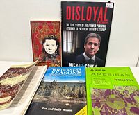 All five books standing and lying to show covers and spines