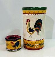 Utensil holder and small crock front view