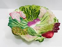 Top view of vegetable motif ceramic bowl