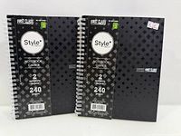Front view of both spiral notebooks showing brand, style and page count