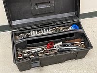Overall view of toolbox with contents visible