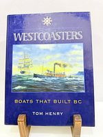 Front cover of book on stand