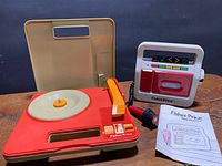 Record player, cassette player with microphone and manual full view