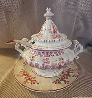 Complete tureen set assembled showing pattern and components