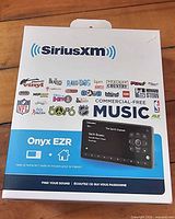 Front of SiriusXM Onyx EZR retail box showing model and features