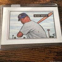 Front view of Mickey Mantle reprint card in sleeve