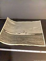 Full view of large black & white photograph showing destroyer
