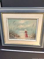 Full view of framed painting with mat and frame