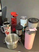 Group shot showing all seven items front and back