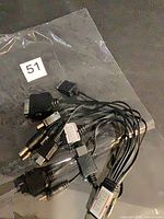 Full view of multi-tip cable with connectors visible