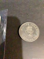Obverse of silver-tone Niagara Falls souvenir dollar coin