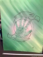 Frontal view of entire painting showing design and damage