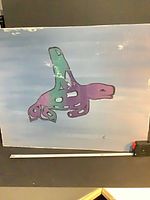 Front view of painting showing full image and wear