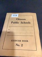 Front cover of Ottawa Public Schools Exercise Book No. 2 showing title and blank name lines