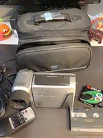 Camcorder, carrying case, remote, cables, Fuji tape