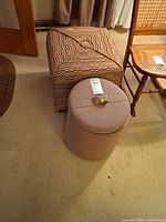 Round and square ottomans together