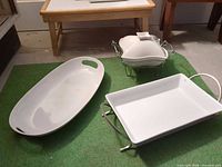 all three ceramic serving pieces with racks