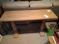 front view of console table showing top and legs