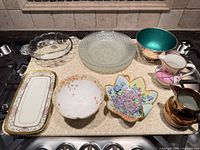Group shot of all serveware pieces laid out