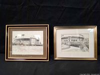 Both framed Camden Yards prints side by side