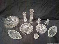 Group shot of all eleven cut glass items