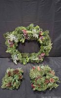 Group shot of all three wreaths showing relative sizes and details