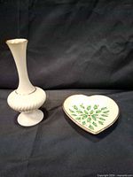Bud vase and heart dish side by side