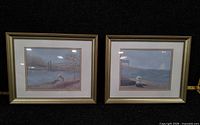 Two framed prints side by side to show pair and scale