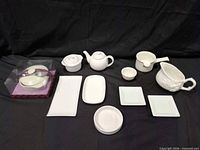 All white ceramic items laid out together