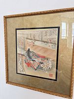 Full view of framed silk embroidery