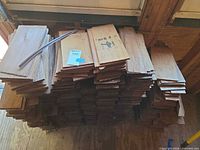 Stacked cedar shingles viewed from front